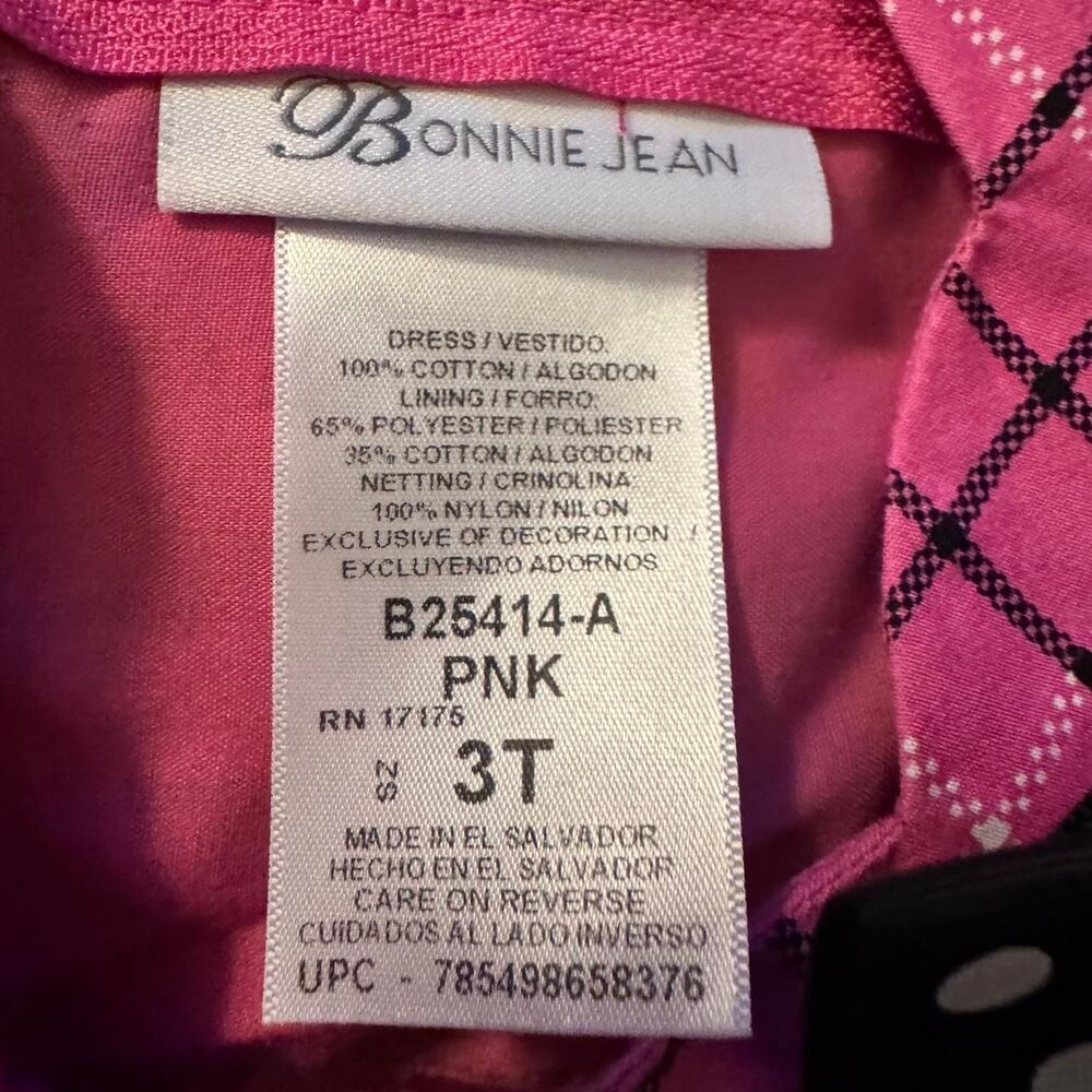 Bonnie Jean 3T Pink Scottie Dog Dress Black Polka Dot Party Easter - Picture 3 of 7